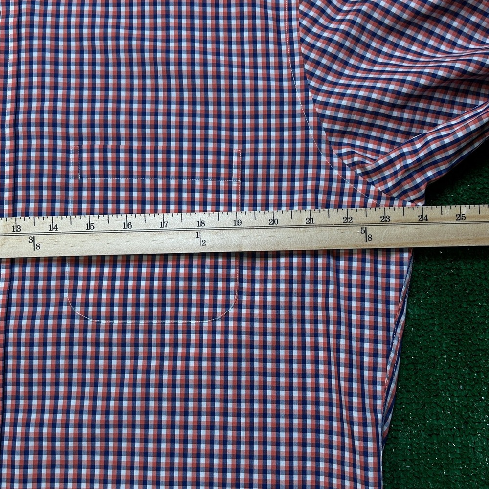 Brooks Brothers Regent Shirt Mens L Non Iron Gingham Orange Blue Supima Cotton - Picture 8 of 9